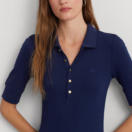 LAUREN Ralph Lauren Cotton-Blend Polo Dress MSRP $145 Size M
