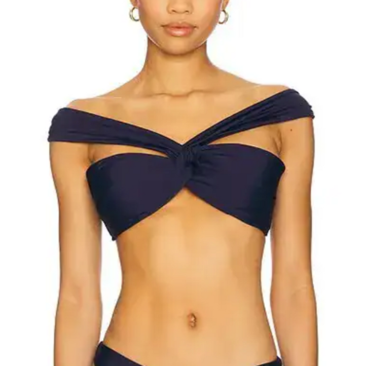 MILLY Olivia Draped Bandeau Bikini Top MSRP $165