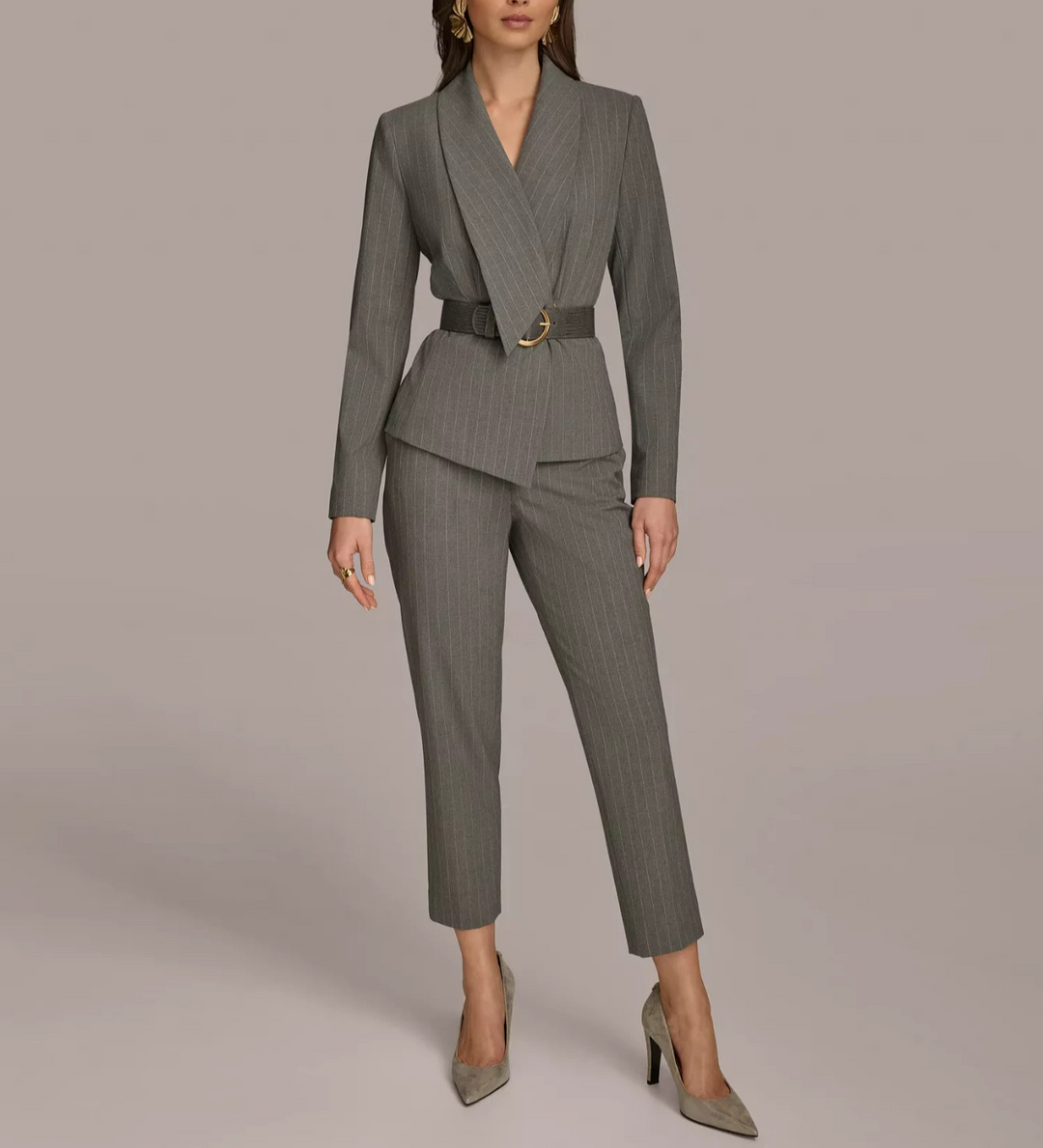 Donna Karan New York Women's Belted Pinstripe Jacket MSRP $199