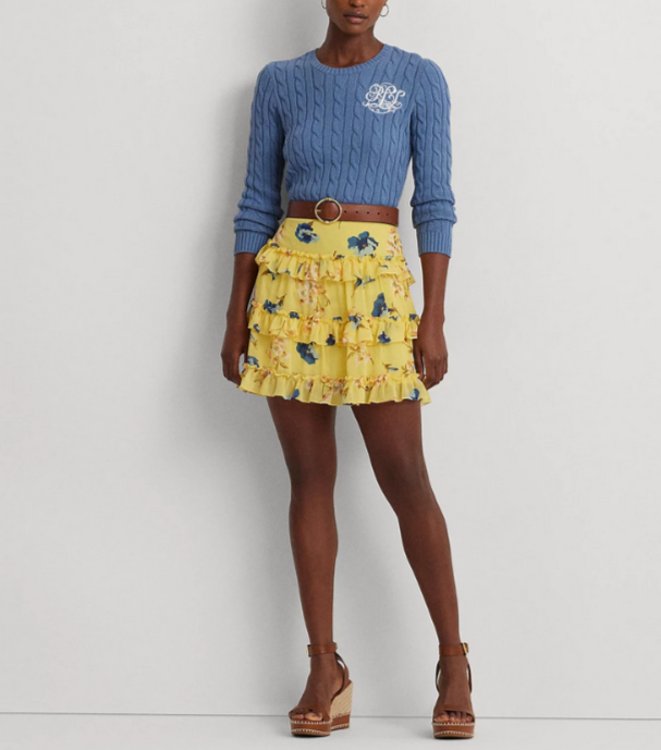 LAUREN RALPH LAUREN Ruffled Miniskirt MSRP $145