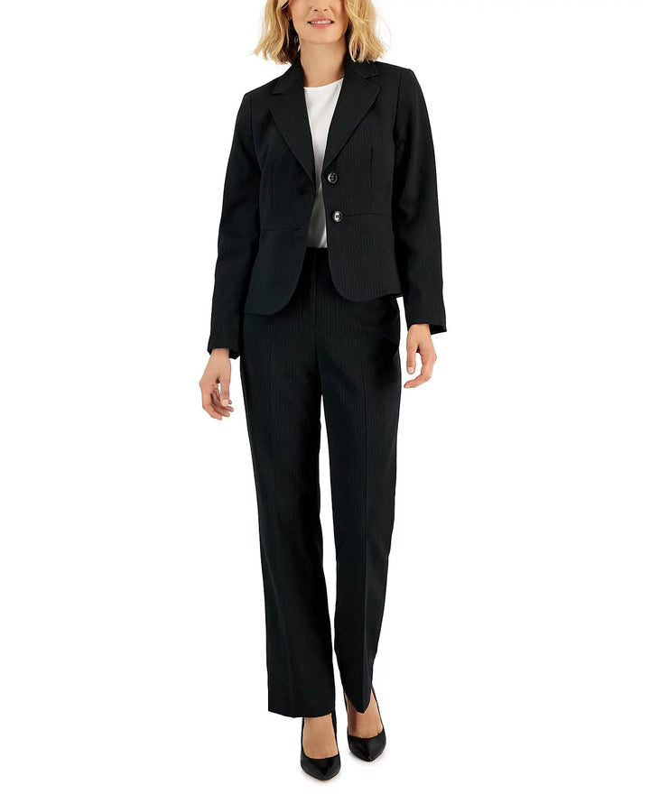 Le Suit Two-Button Pinstriped Pantsuit MSRP $225