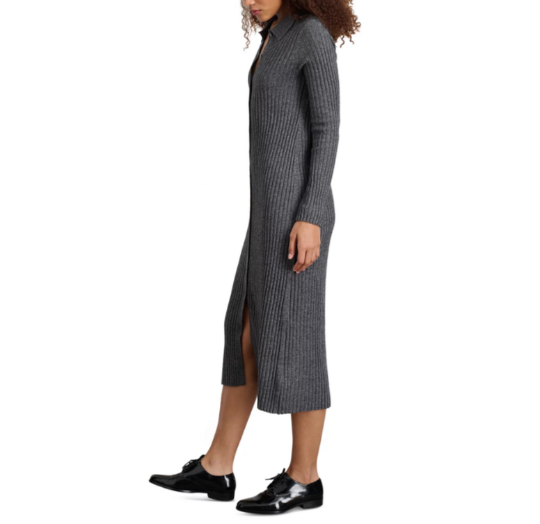 Alex Mill Alice Button Front Rib Knit Midi Dress MSRP $250