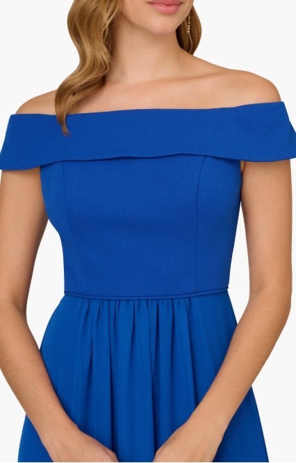 Adrianna Papell Off-The-Shoulder Chiffon Gown MSRP $139