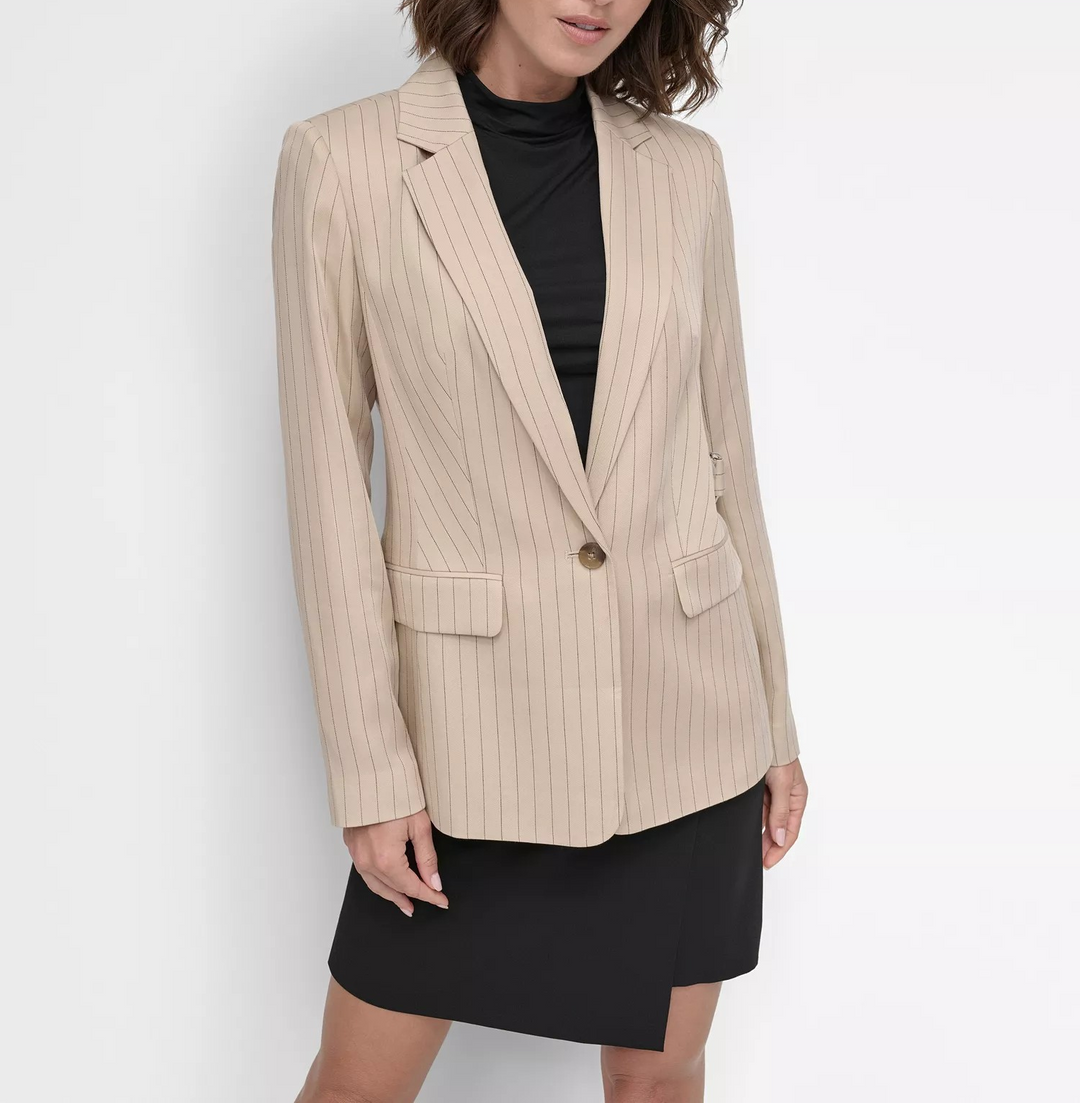 DKNY Petite One-Button Pinstripe Blazer MSRP $159
