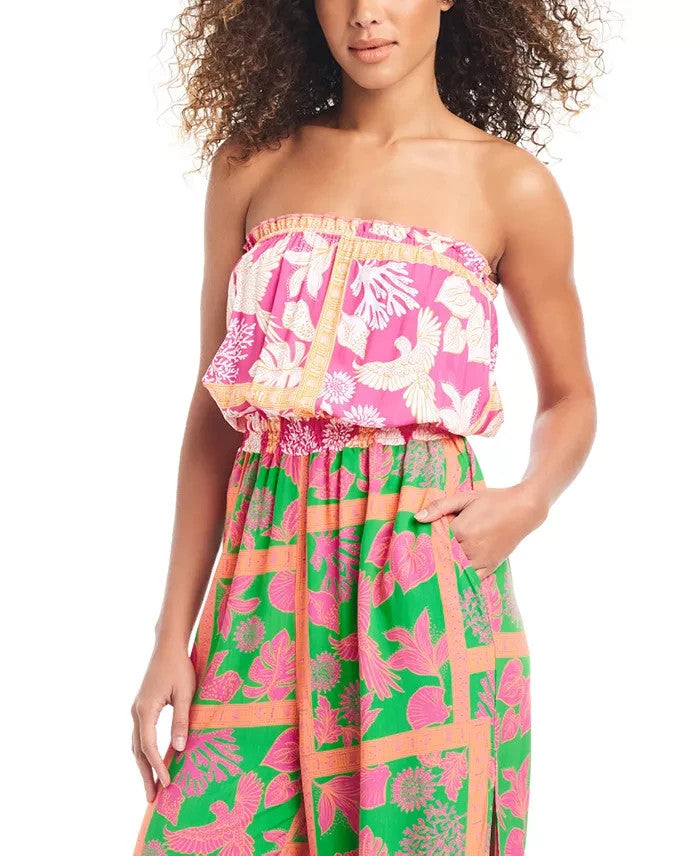 Bar III Strapless Cover-Up Jumpsuit MSRP $88