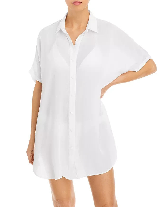 AQUA Swim Button-Down Swim Cover Up Tunic MSRP $88
