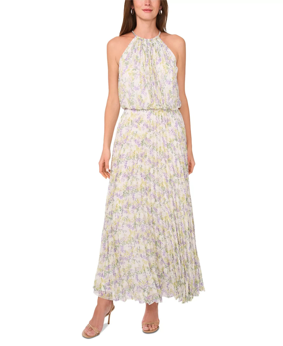 MSK Women's Bloused-Waist Pleated Floral-Print Dress MSRP $129