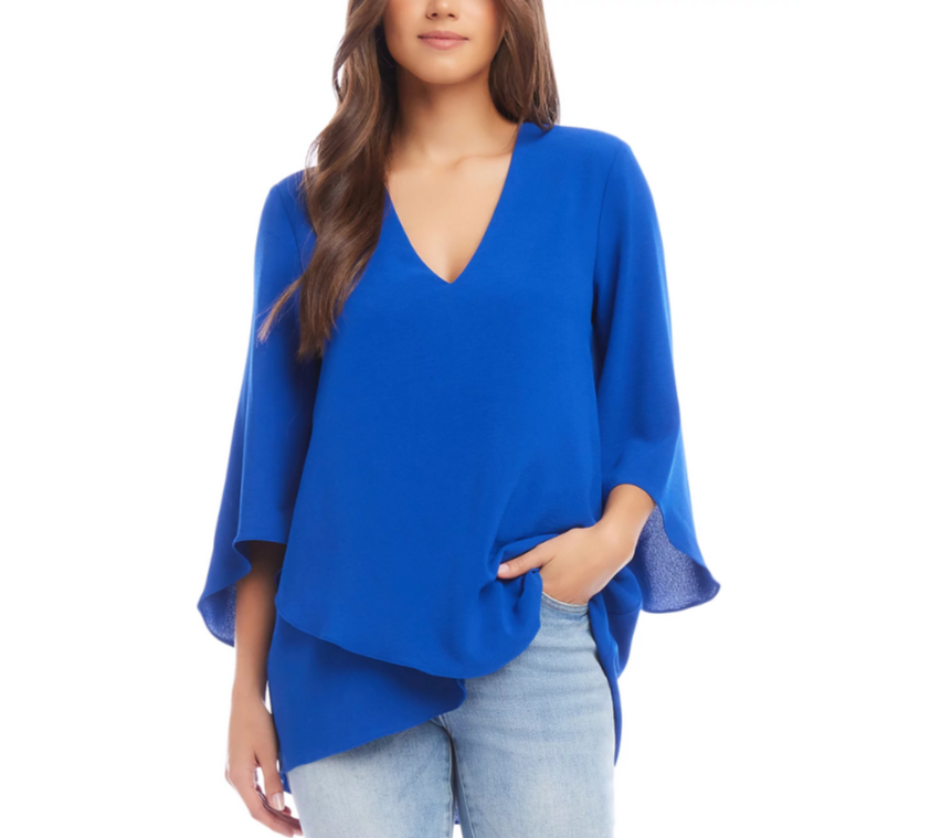 Karen Kane Bracelet Sleeve Asymmetric Top MSRP $188