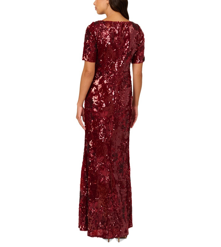 Adrianna Papell Square-Neck Sequin Gown MSRP $279
