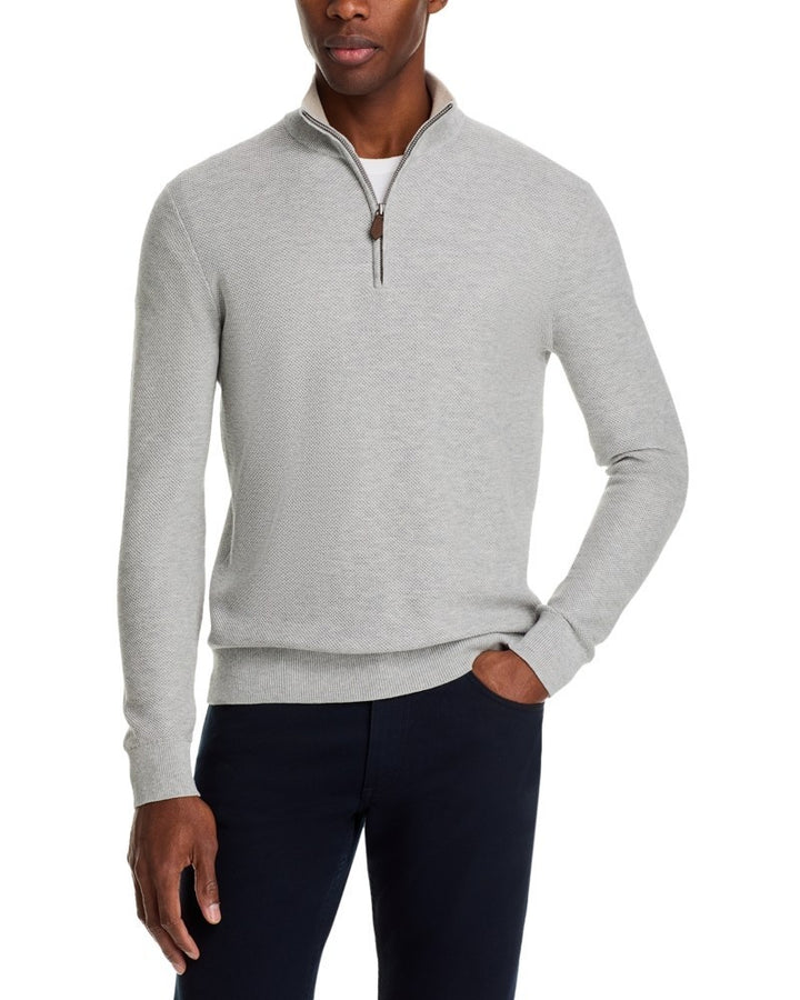 The Men's Store at Bloomingdale's Birdseye Knit Quarter Zip Sweater MSRP $118