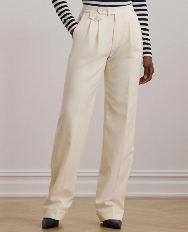 Lauren Ralph Lauren Pleated Wool Twill Straight Pants MSRP $245