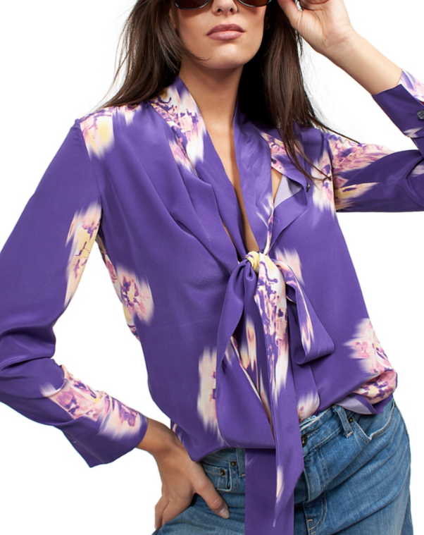 Equipment Miki Silk Tie Neck Blouse MSRP $275