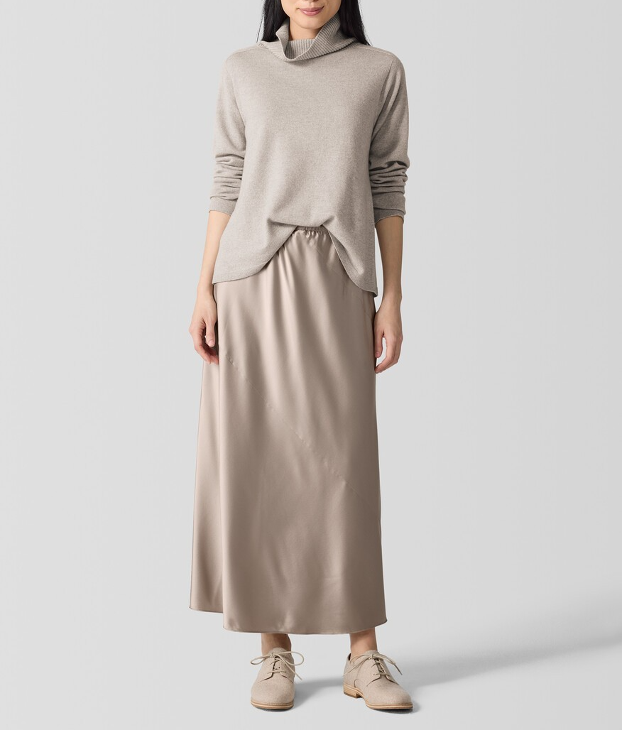 EILEEN FISHER Stretch Silk Charmeuse Bias Skirt MSRP $278