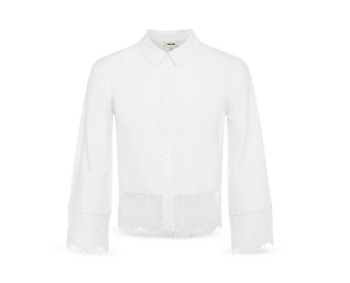L'AGENCE Levo Lace Trim Crop Shirt MSRP $325