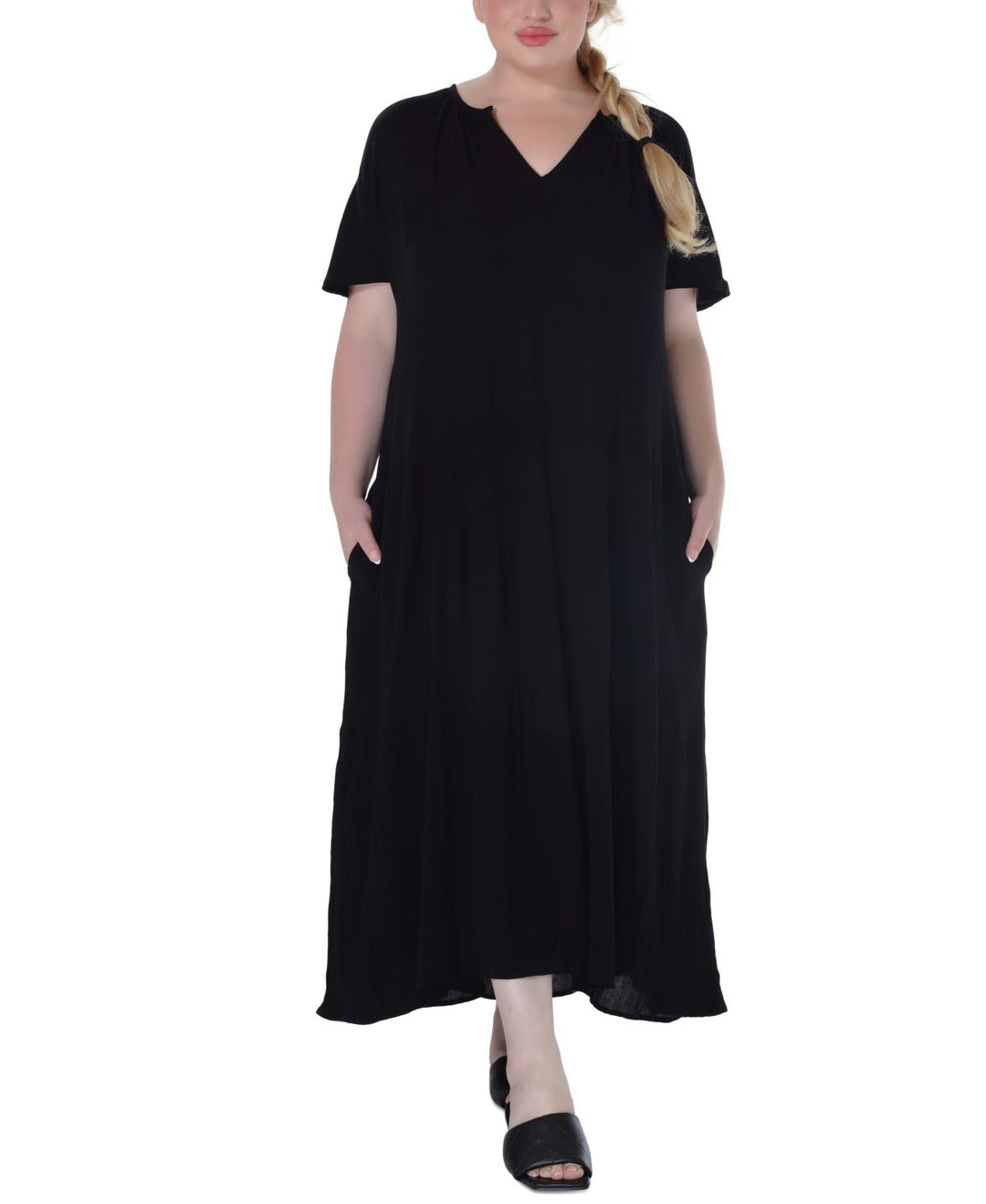 Ravyia Plus Size Short-Sleeve Textured Cover-Up Dress MSRP $58