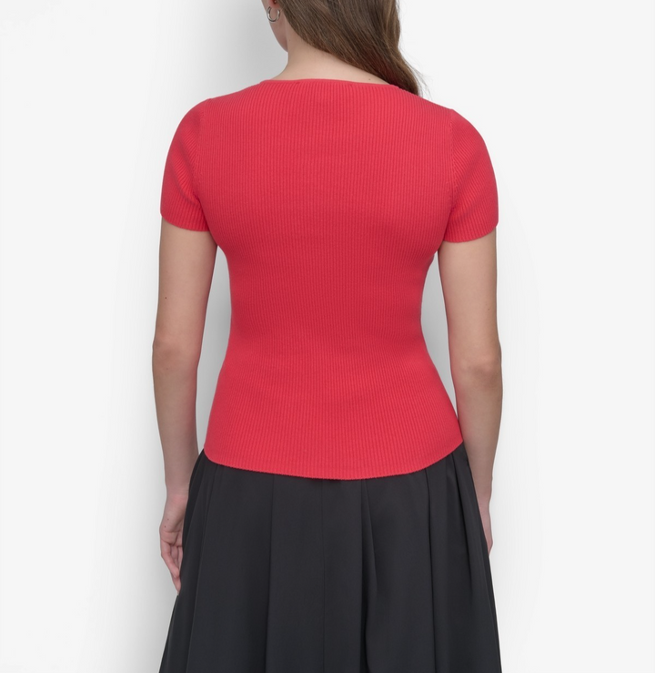 DKNY Women's Square-Neck Short-Sleeve Sweater MSRP $69