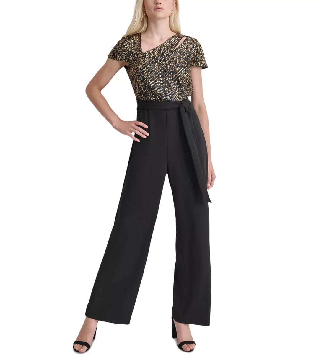 DKNY Shoulder-Cutout Asymmetric Jumpsuit MSRP $149