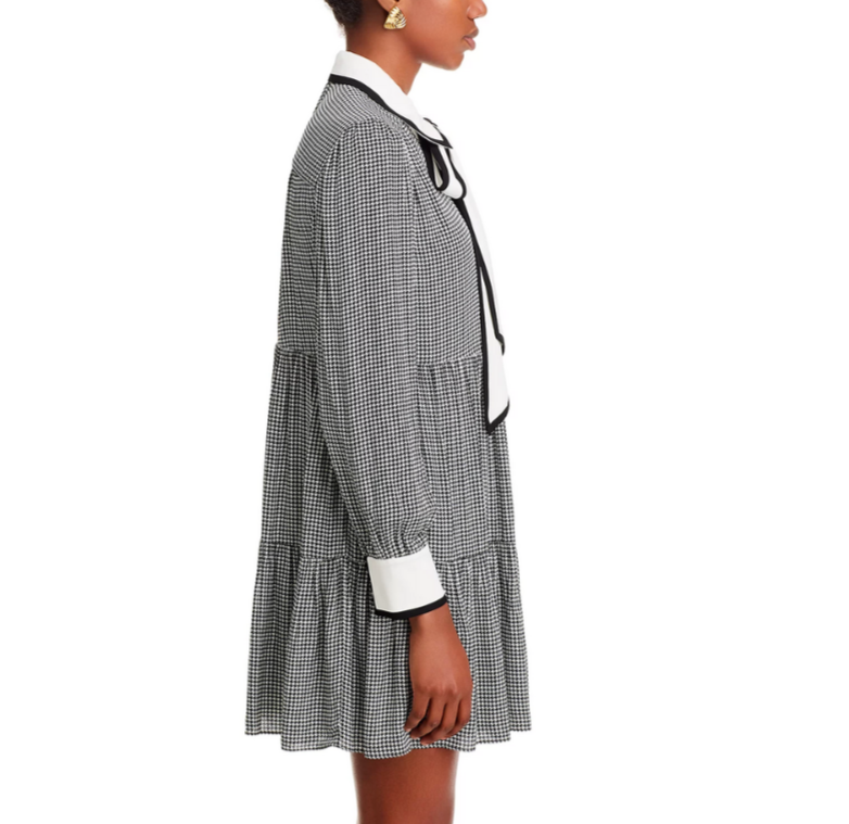 Alice and Olivia Carol Tie Neck Mini Dress MSRP $550