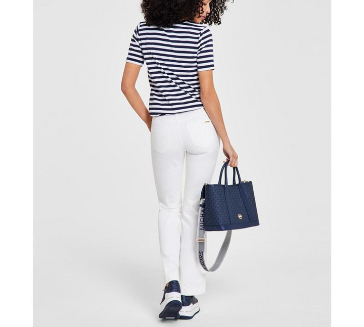 MICHAEL Michael Kors Women's Striped Chain-Neck T-Shirt MSRP $149