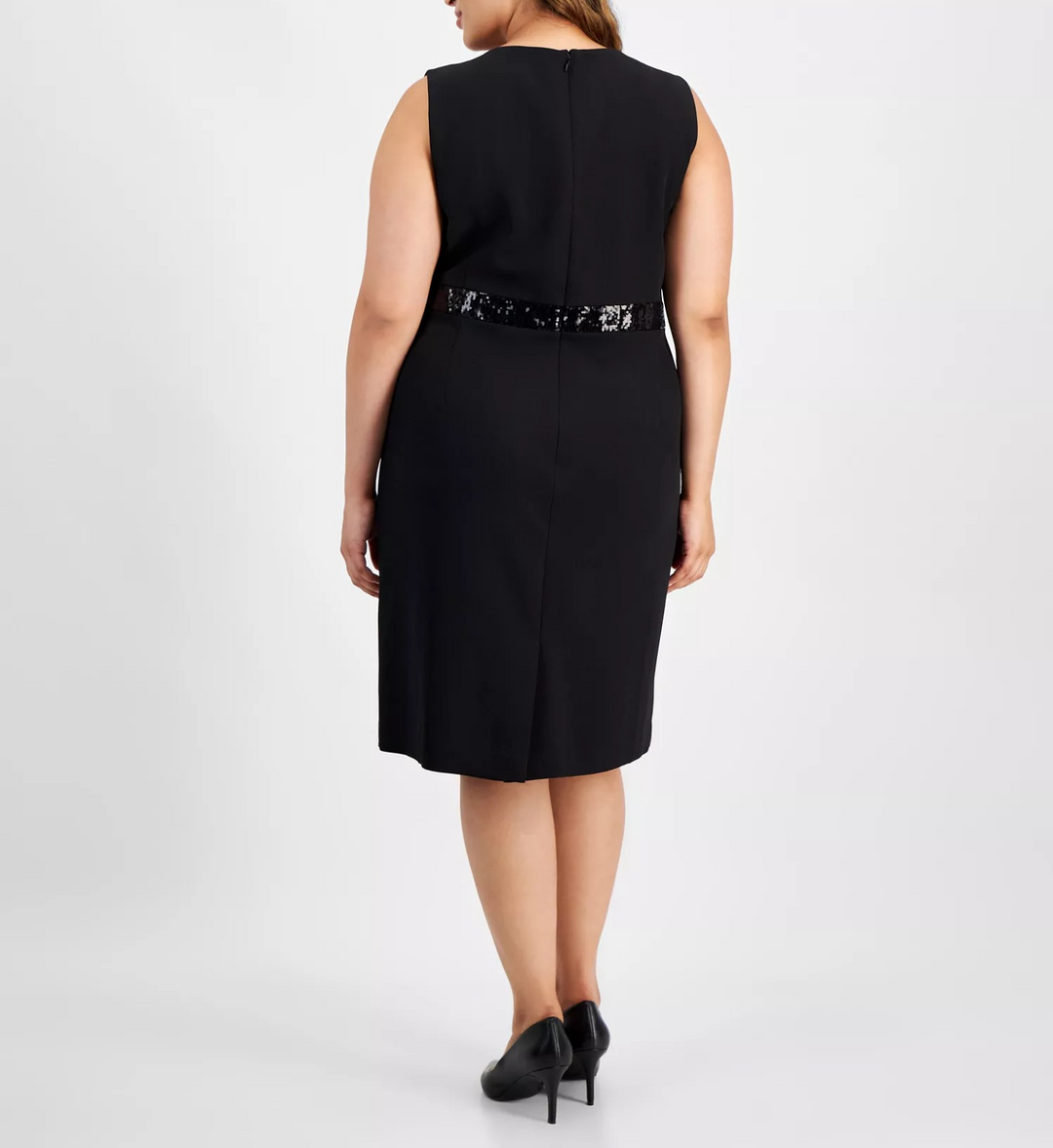 Kasper Plus Size Sequinned-Waist Sheath Dress MSRP $109