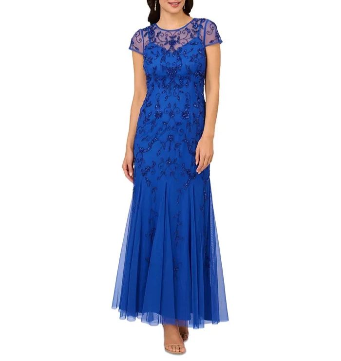 Adrianna Papell Women's Embellished Godet Gown MSRP $169