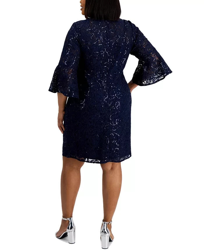 Alex Evenings Plus Size Sequined Lace Sheath Dress MSRP $199