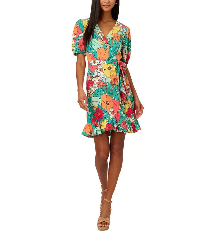 Adrianna by Adrianna Papell Floral-Print Wrap Dress MSRP $139