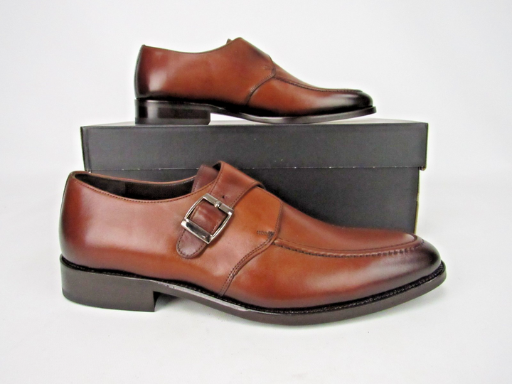 Men’s Premium Calfskin Leather Single Monk Strap Shoes – Handcrafted Size EU 41
