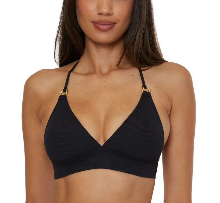 Becca Modern Edge Textured Rib Halter Bikini Top MSRP $56