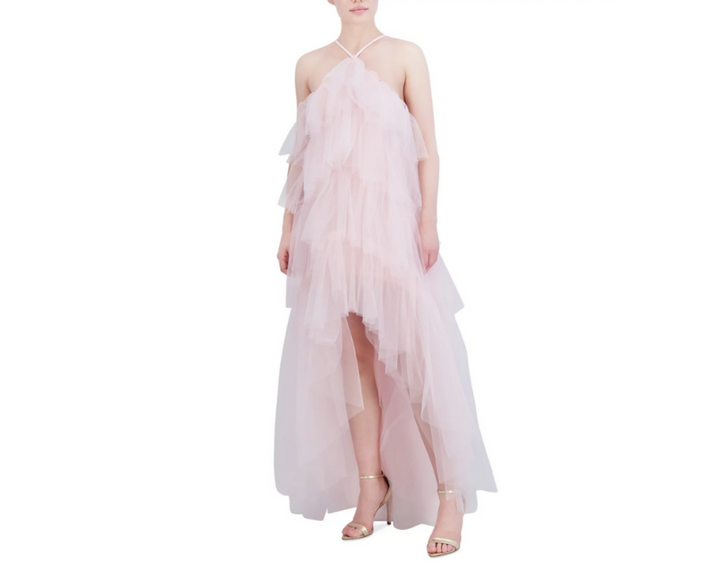 BCBGMAXAZRIA Tiered Ruffle High Low Dress MSRP $398