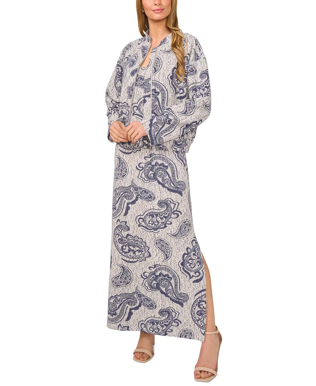 1.STATE Women's Paisley Bomber Jacket & Maxi Dress Set MSRP $159