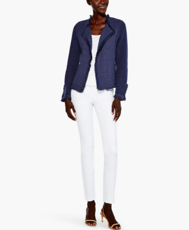 NIC+ZOE Fringe Mix Knit Jacket Cardigan MSRP $198