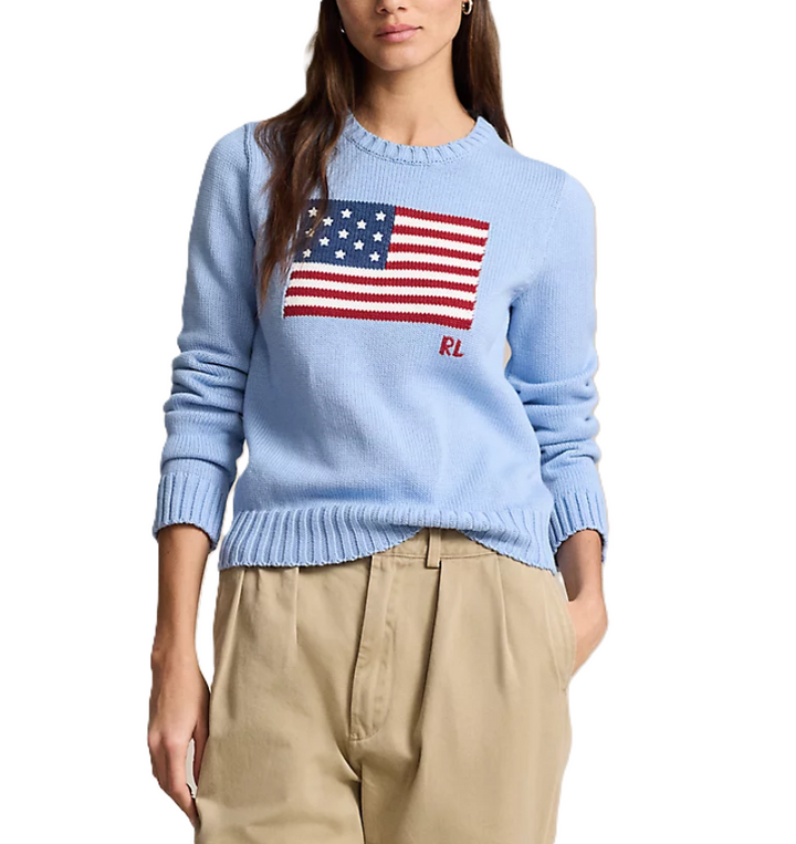 POLO Ralph Lauren Flag Cotton Crewneck Sweater MSRP $398