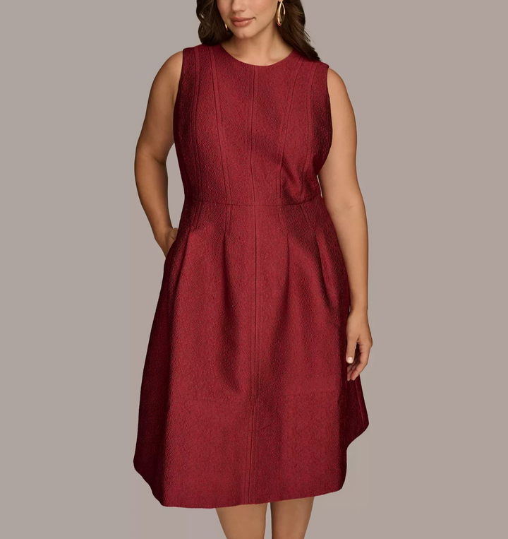 Donna Karan New York Plus Size Jacquard Fit & Flare Dress MSRP $209 N