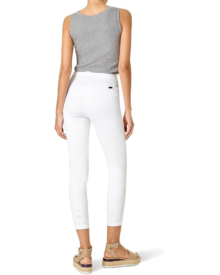 Hue Embroidered Eyelet Hem Denim Skimmer Leggings MSRP $58