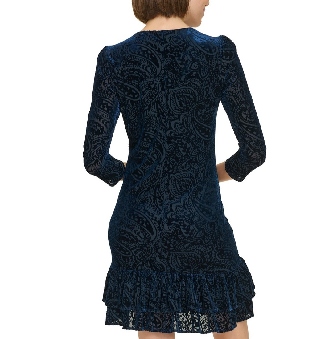 Tommy Hilfiger Women's Paisley Velvet Mini Dress MSRP $119