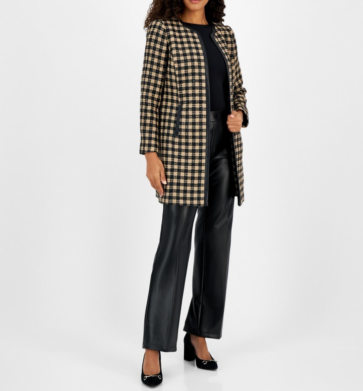 Kasper  Checkered Open-Front Topper Jacket MSRP $159
