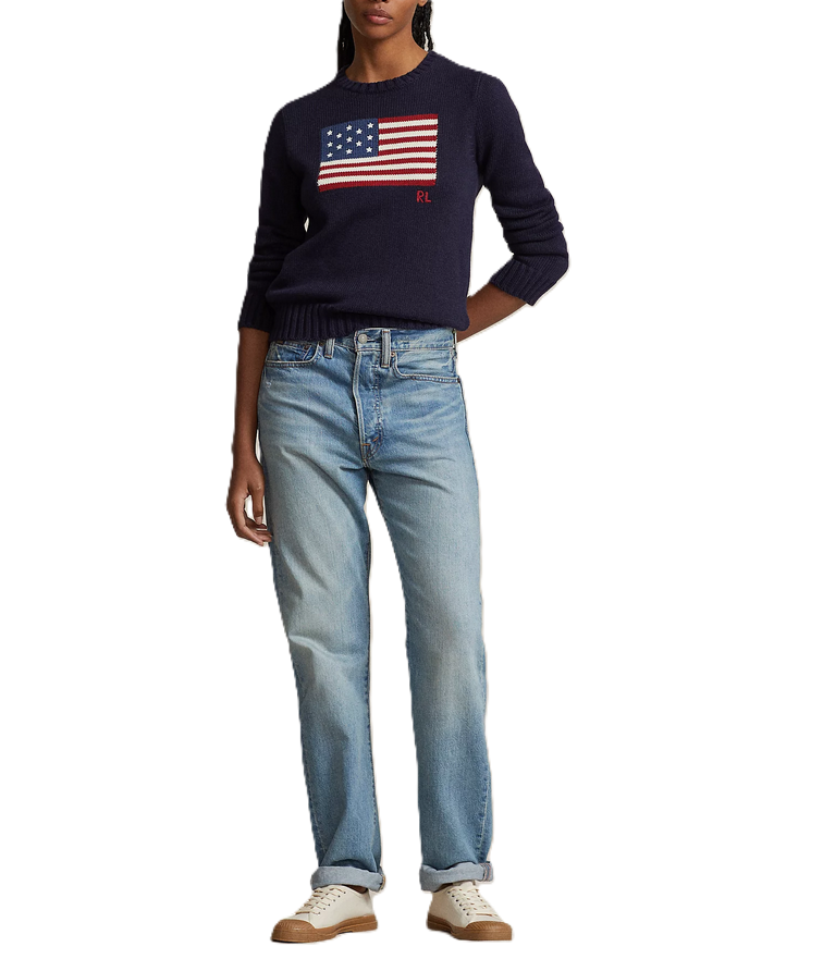 POLO Ralph Lauren Flag Cotton Crewneck Sweater MSRP $398