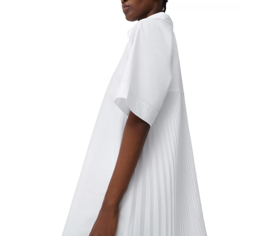 SIMKHAI Blanche Pleated High Low Shirt Dress MSRP $395