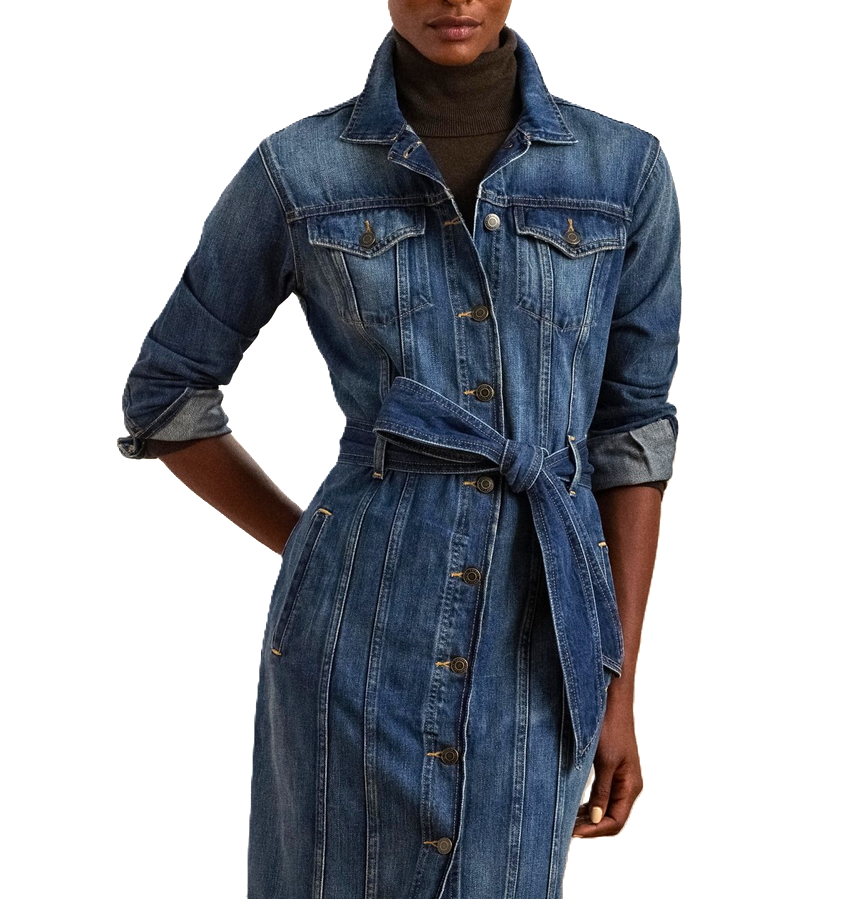 Lauren Ralph Lauren Belted Denim Shirtdress MSRP $245