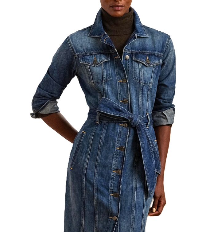 Lauren Ralph Lauren Belted Denim Shirtdress MSRP $245