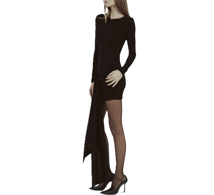 Bardot Cassidy Tie-Front Long-Sleeve Sheath Dress MSRP $149