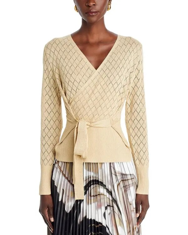 Nancy Yang Pointelle Surplice Sweater MSRP $114