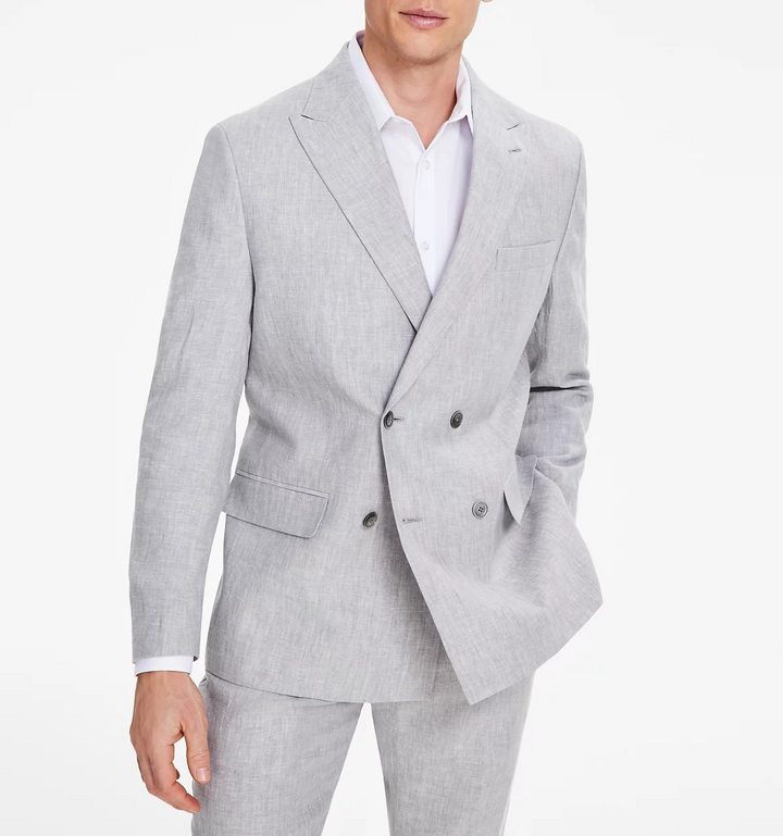 Tommy Hilfiger Men's Modern-Fit Double-Breasted Linen Suit Jacket MSRP $360