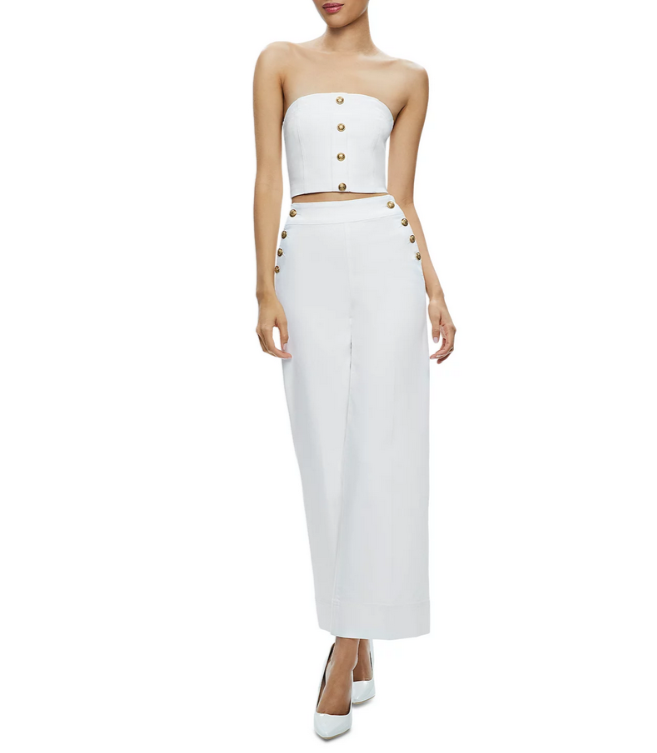 Alice and Olivia Strapless Denim Cropped Top MSRP $265