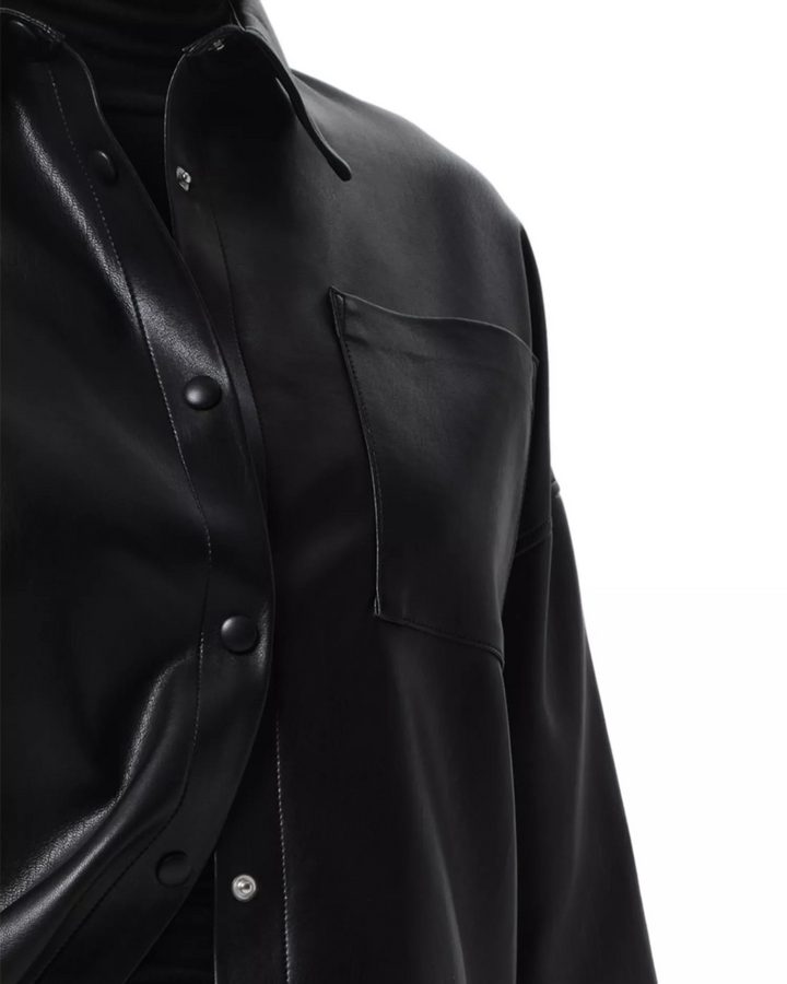 Citizens of Humanity Frances Cropped Faux Leather Shirt MSRP $348