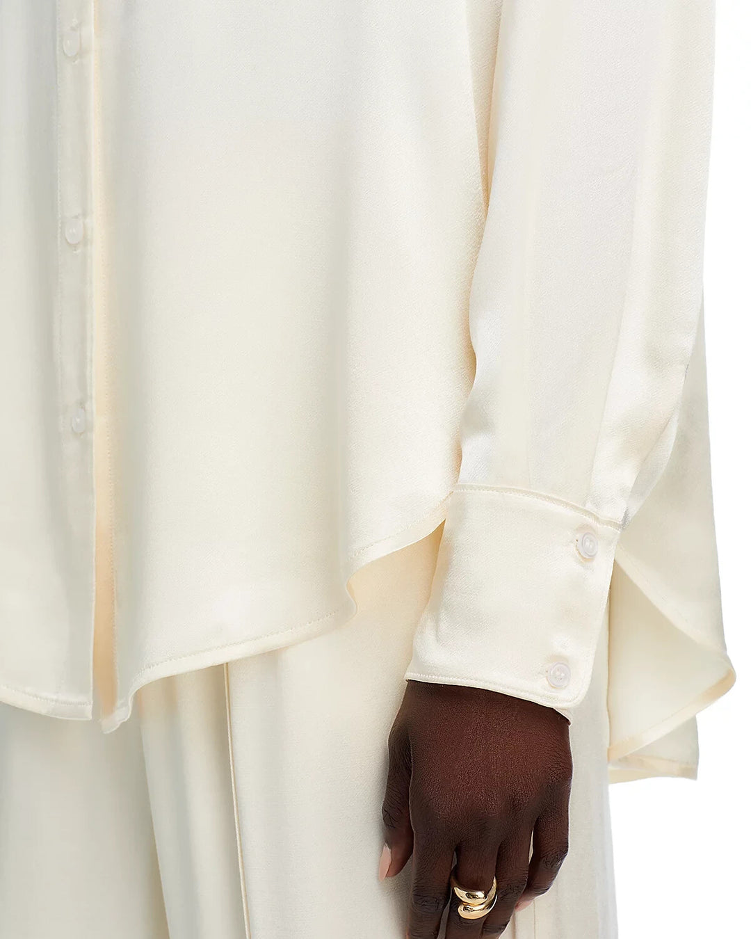 WAYF Fynn Satin Button Front Top MSRP $79