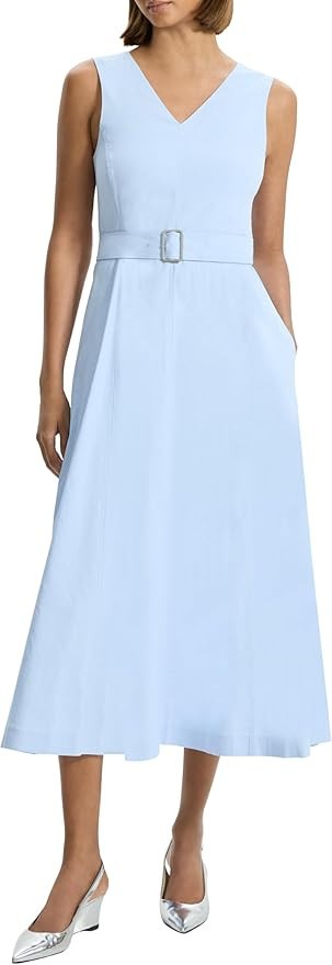 Theory Sleeveless Belted Midi Dress MSRP $445