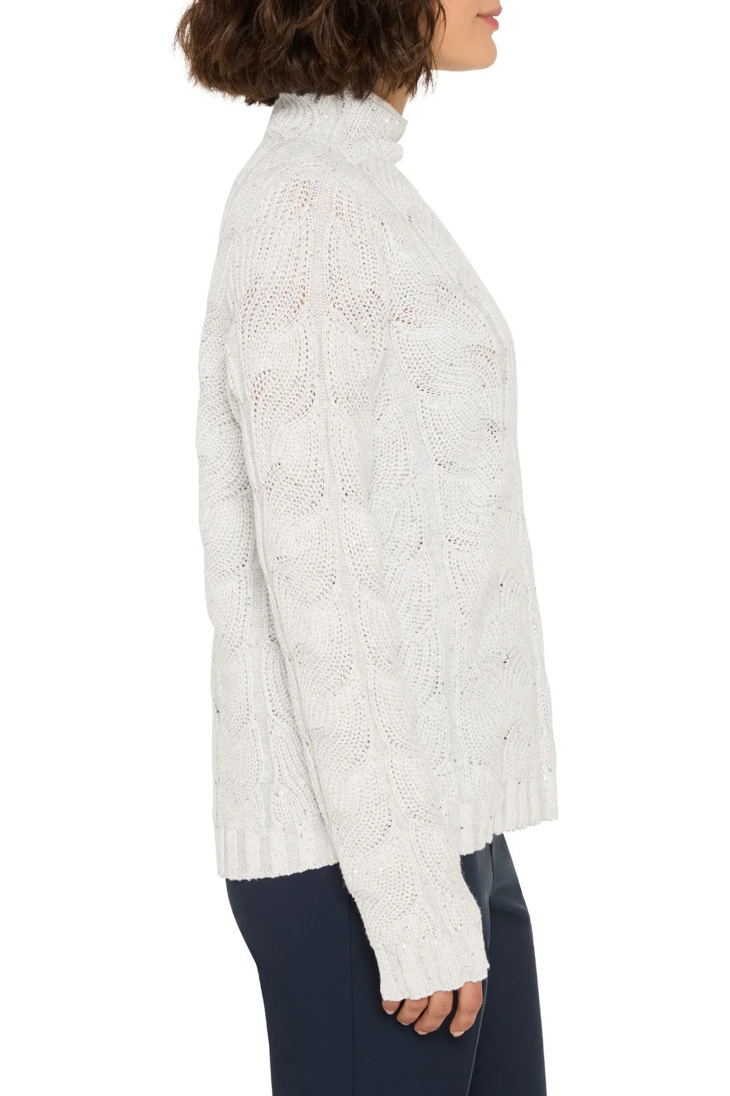 NIC+ZOE Cable Knit Sparkle Sweater MSRP $178