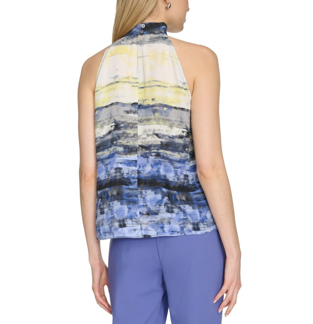 Calvin Klein Women's Printed Halter Neck Top MSRP $69